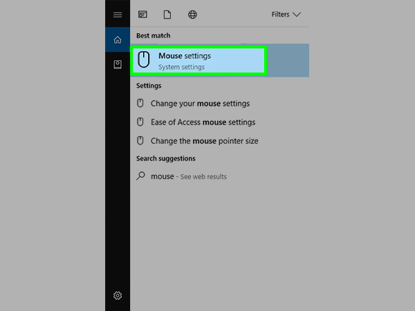 Search Mouse Settings.