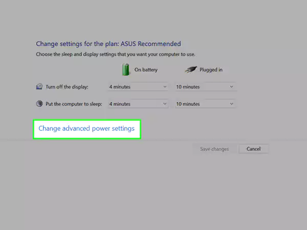 change advanced power setting