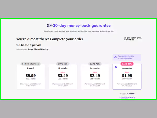 Single Shared Hosting Plan