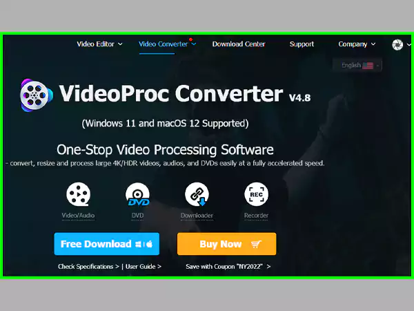 VideoProc Converter website interface