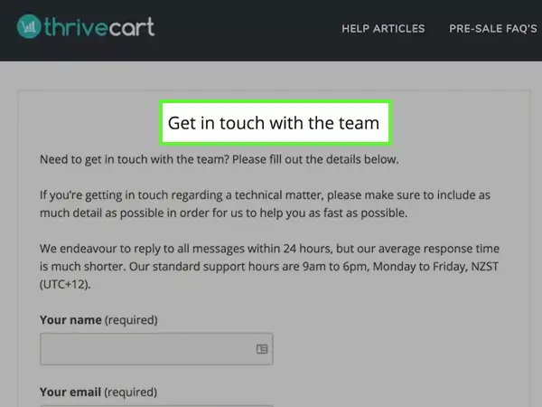 Raise Ticket to Get in touch with the ThriveCart team.