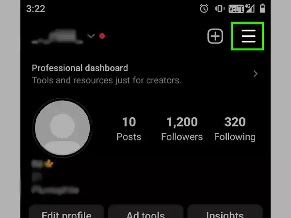 Tap on the hamburger icon