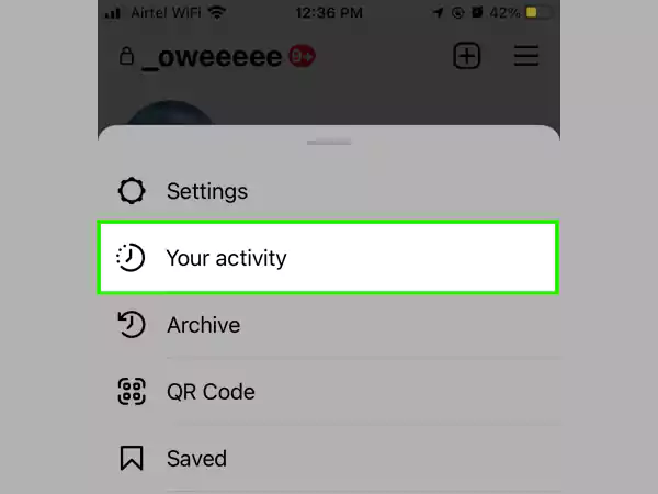 Tap on “Your Activity”