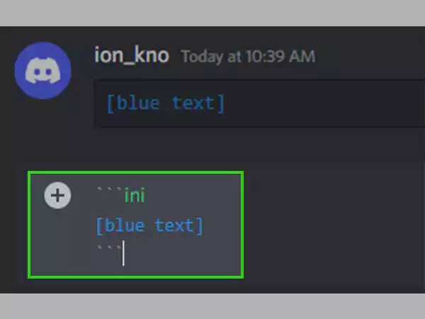 Blue text formatting on Discord