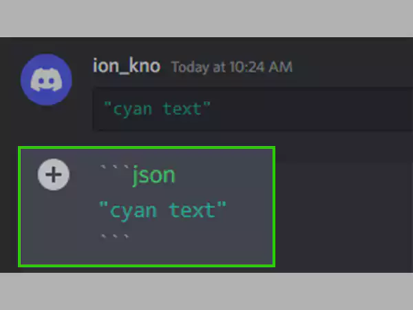 Cyan-colored text on Discord