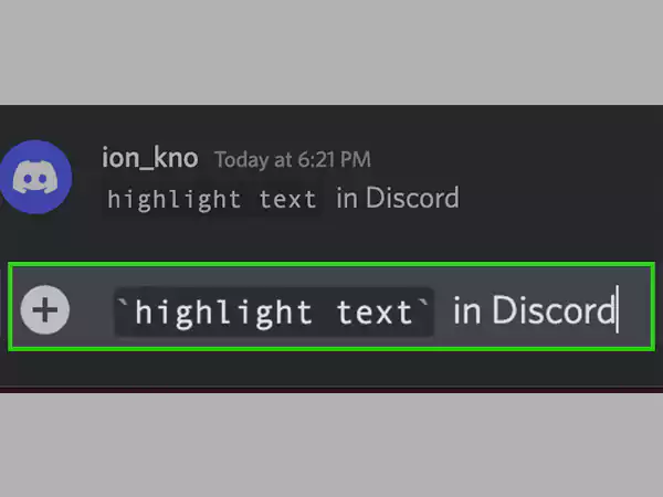 discord font command: `selected text`