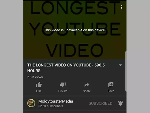 Screenshot of the Longest Video Ever on YouTube