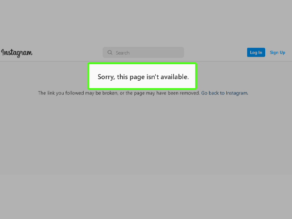 “Sorry, this page isn’t available” error.
