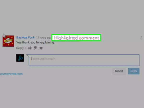 replying to a highlighted comment on YouTube