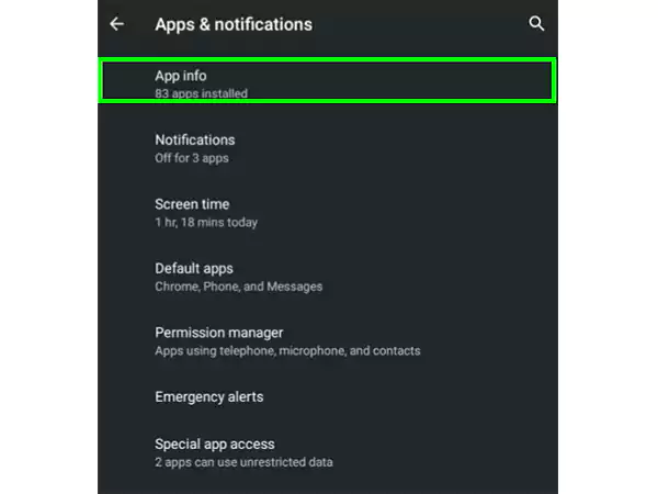 Apps info in Android