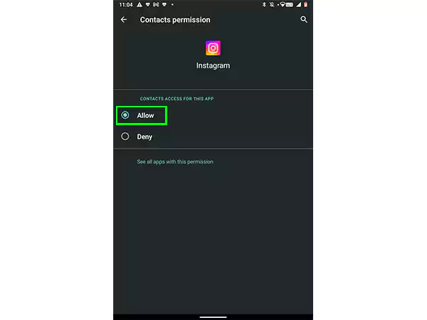 Contact permission for Instagram