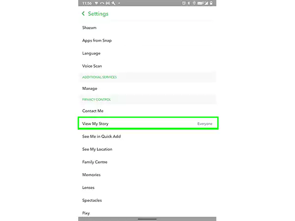 Ver mi historia en la configuración de Snapchat