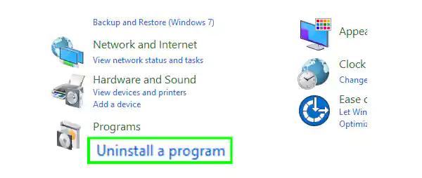 Click on Uninstall a program