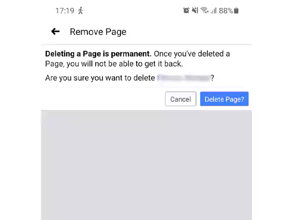 Confirm to delete page