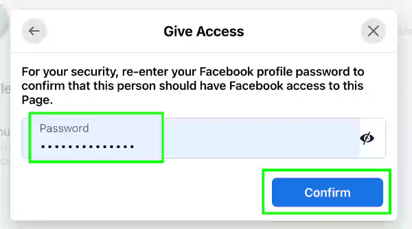 Enter your password and tap Confirm