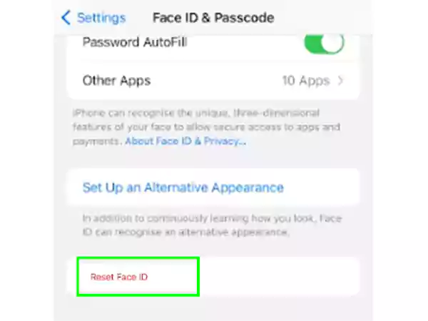 Reset Face ID