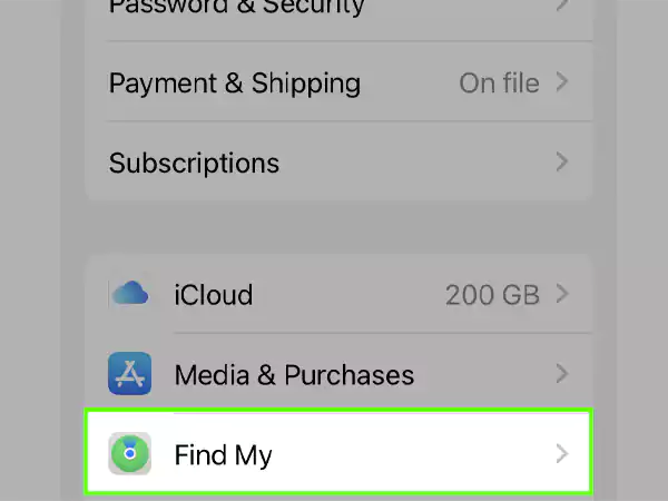 Click on Find My.