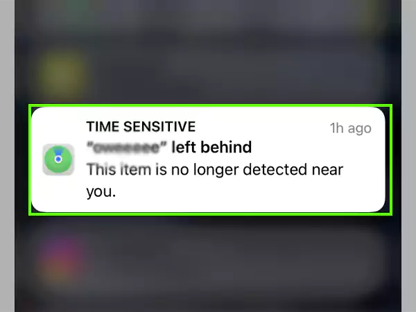 Notification for device not being nearby.