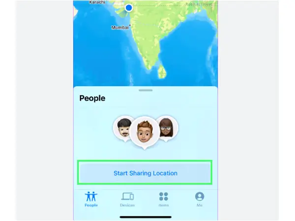 start sharing location