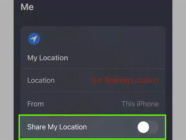 Turn off the toggle to Share My Location.

