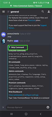 Hydra bot commands