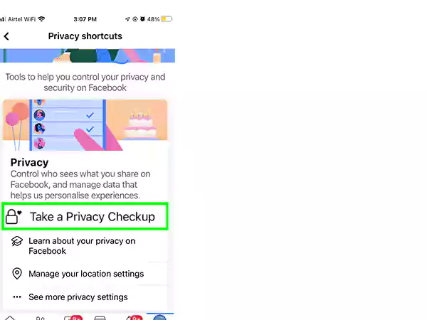 Select Take a Privacy Checkup