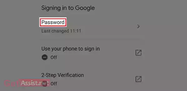 Select the password