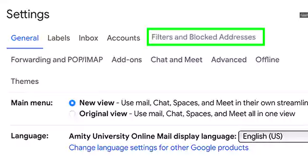 Tap on Filters and Blocked Addresses