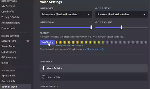 Voice and Video Settings