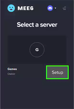 select the server and tap ‘setup
