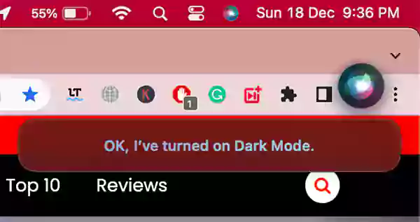 Ask Siri to enable Dark Mode