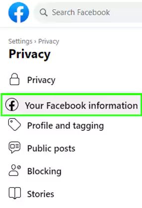 Click on Your Facebook information
