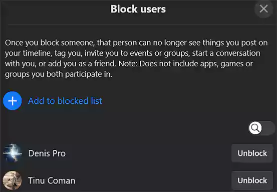 Click on Unblock
