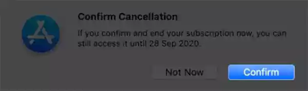 Confirm to cancel subscription 