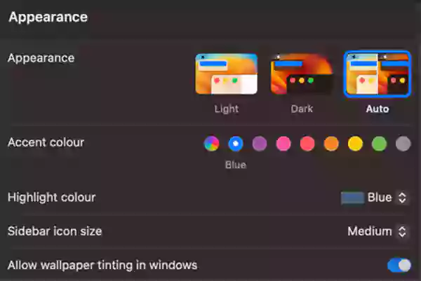 Dark Mode Settings on Mac