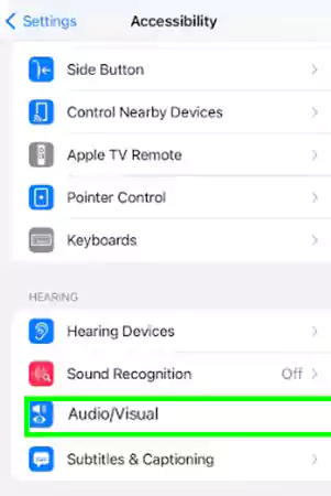 Select Audio Visual Settings