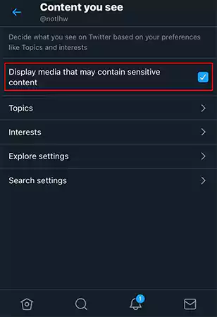 Set the Sensitive content features option