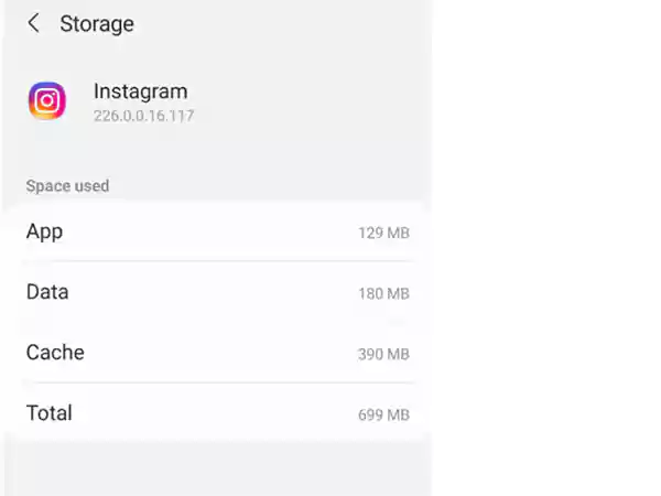 Storage settings of Instagram