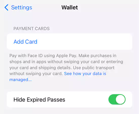 Add a card to the wallet