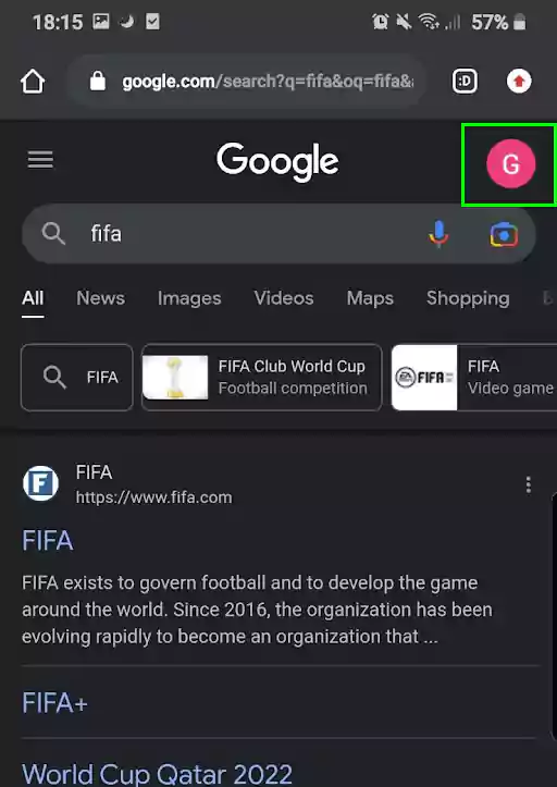 Go to Google and tap on user icon