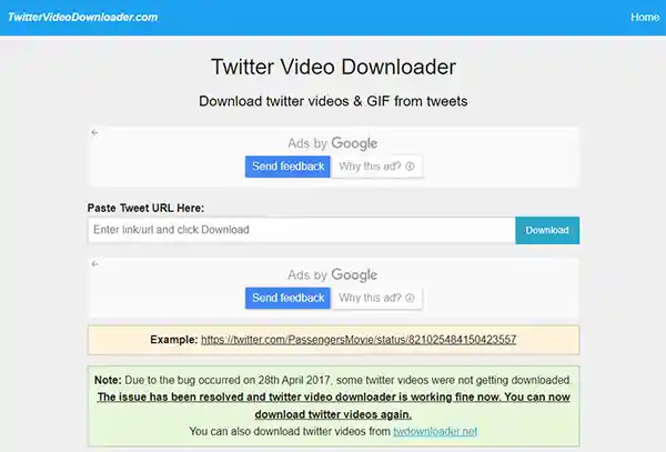 Go to the Twitter Video Downloader website. 