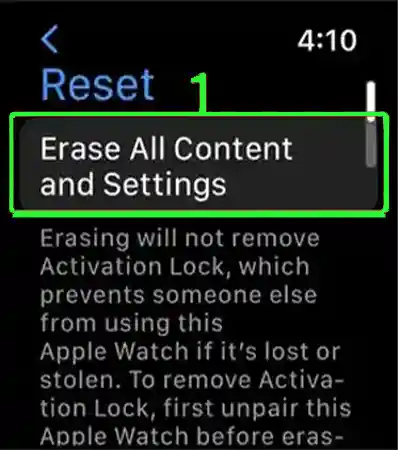 Select Erase All Content & Settings.