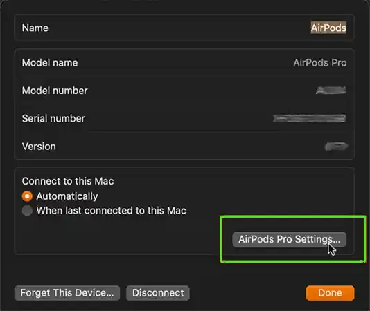 Click on AirPods Pro Settings.