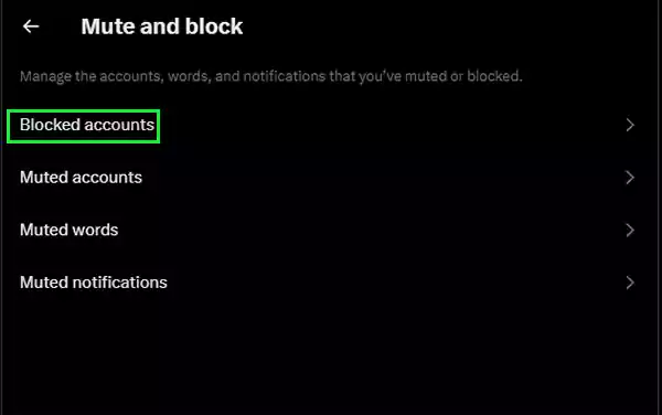 Click on Blocked Accounts