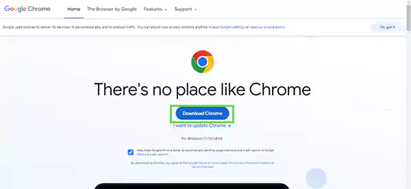 Click on Download Chrome