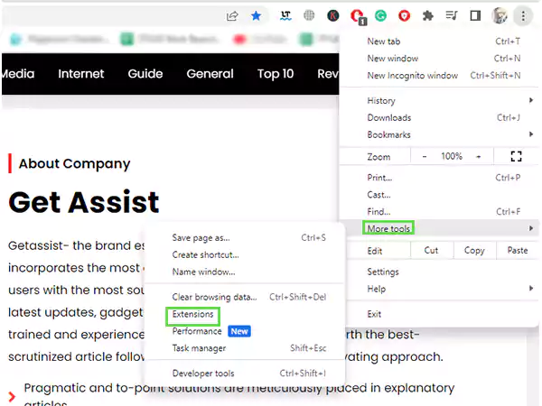 Tap on More tools  Extensions