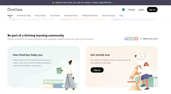 Homepage of OneClass