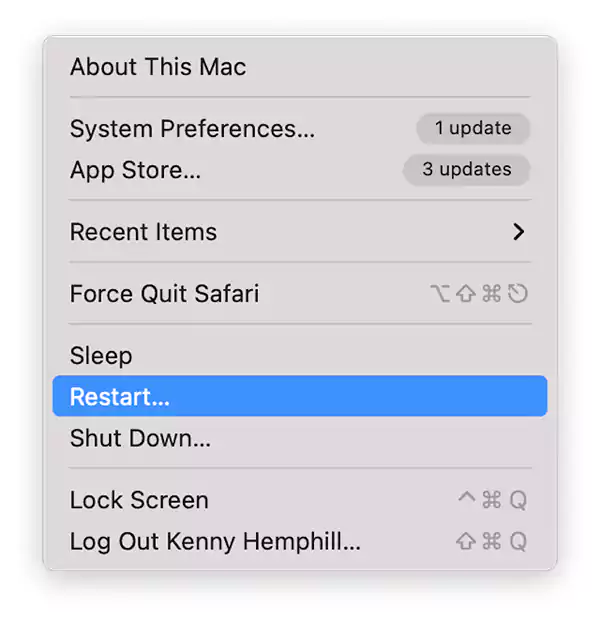 Restart Mac