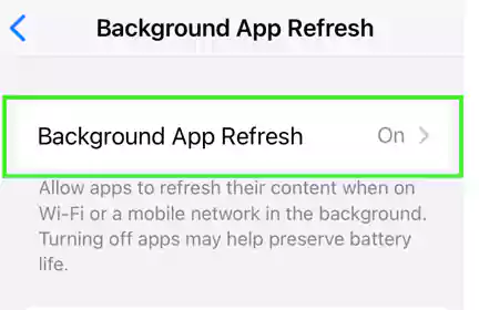 Tap on General and open Background Refresh
