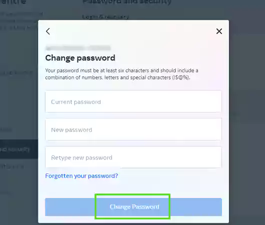 Enter the detail and tap on Change Password